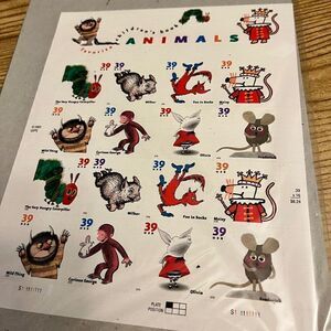 NEW Vintage 16 Collectable Stamps Picture Book Animals Full Pane Curious George